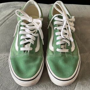 Vans, women’s size 7.5, green with suede toe